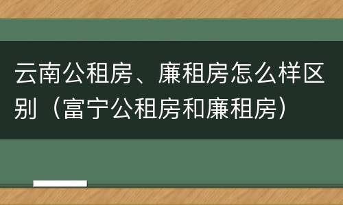 云南公租房、廉租房怎么样区别（富宁公租房和廉租房）