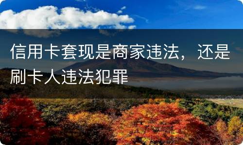 信用卡套现是商家违法，还是刷卡人违法犯罪