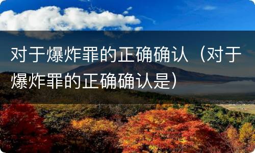 对于爆炸罪的正确确认（对于爆炸罪的正确确认是）