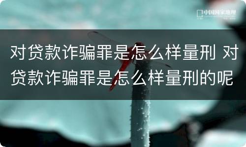 对贷款诈骗罪是怎么样量刑 对贷款诈骗罪是怎么样量刑的呢