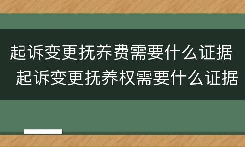 起诉变更抚养费需要什么证据 起诉变更抚养权需要什么证据