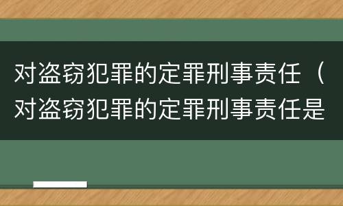 对盗窃犯罪的定罪刑事责任（对盗窃犯罪的定罪刑事责任是）