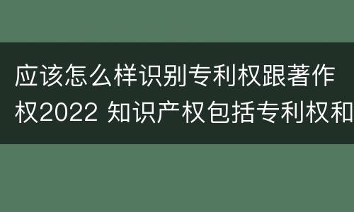 应该怎么样识别专利权跟著作权2022 知识产权包括专利权和著作权吗