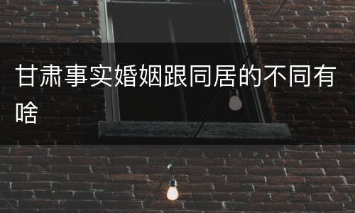 甘肃事实婚姻跟同居的不同有啥