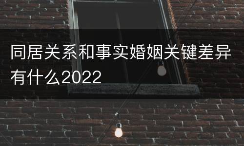 同居关系和事实婚姻关键差异有什么2022