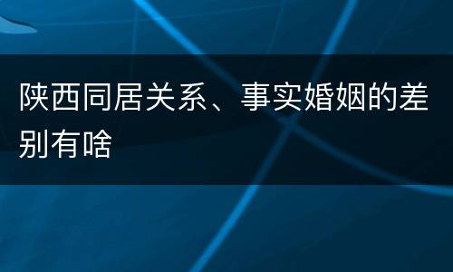 陕西同居关系、事实婚姻的差别有啥