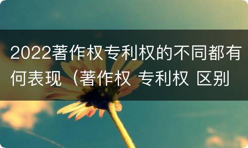 2022著作权专利权的不同都有何表现（著作权 专利权 区别）