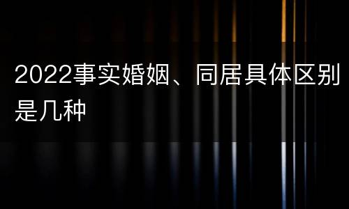 2022事实婚姻、同居具体区别是几种