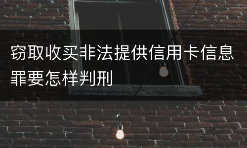窃取收买非法提供信用卡信息罪要怎样判刑