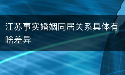 江苏事实婚姻同居关系具体有啥差异