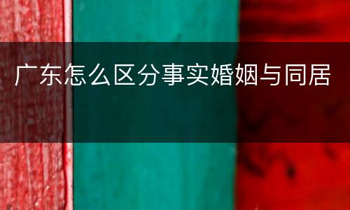 广东怎么区分事实婚姻与同居