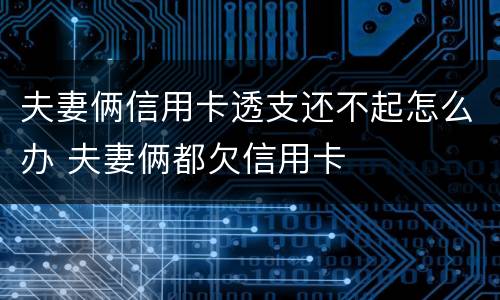 夫妻俩信用卡透支还不起怎么办 夫妻俩都欠信用卡