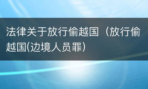 法律关于放行偷越国（放行偷越国(边境人员罪）