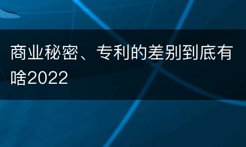 商业秘密、专利的差别到底有啥2022
