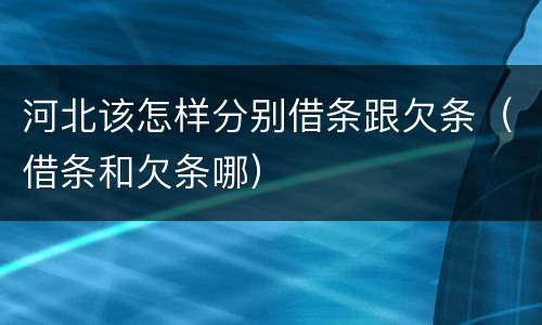 河北该怎样分别借条跟欠条（借条和欠条哪）