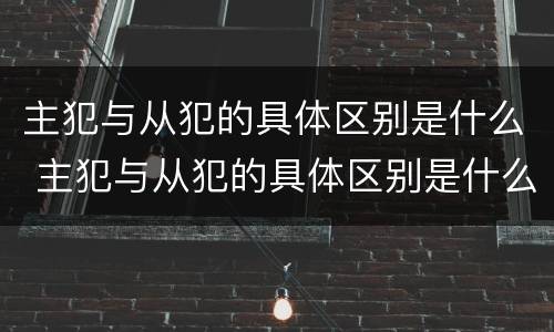 主犯与从犯的具体区别是什么 主犯与从犯的具体区别是什么呢
