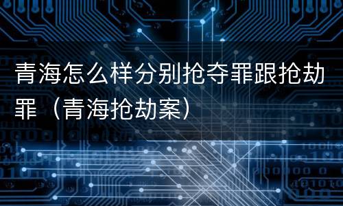 青海怎么样分别抢夺罪跟抢劫罪（青海抢劫案）