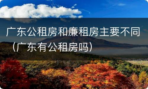 广东公租房和廉租房主要不同（广东有公租房吗）