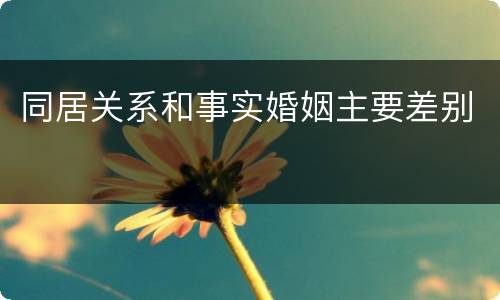 同居关系和事实婚姻主要差别
