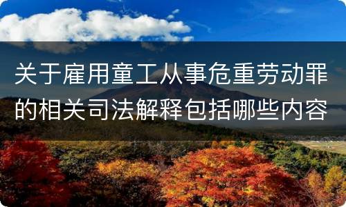 关于雇用童工从事危重劳动罪的相关司法解释包括哪些内容