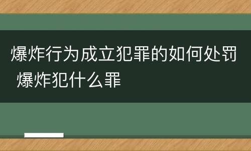 爆炸行为成立犯罪的如何处罚 爆炸犯什么罪