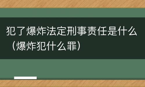 犯了爆炸法定刑事责任是什么（爆炸犯什么罪）