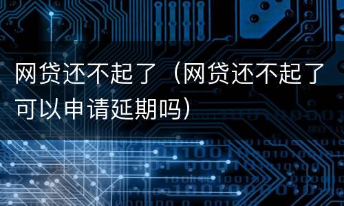 网贷还不起了（网贷还不起了可以申请延期吗）