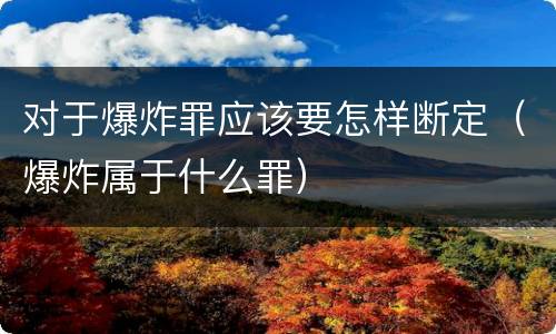 对于爆炸罪应该要怎样断定（爆炸属于什么罪）