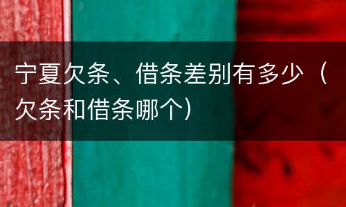 宁夏欠条、借条差别有多少（欠条和借条哪个）