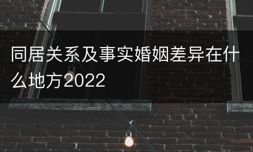 同居关系及事实婚姻差异在什么地方2022