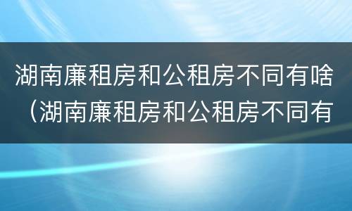 湖南廉租房和公租房不同有啥（湖南廉租房和公租房不同有啥影响）