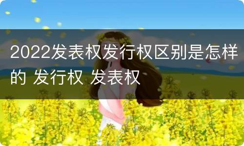2022发表权发行权区别是怎样的 发行权 发表权