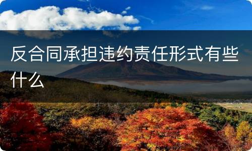 反合同承担违约责任形式有些什么