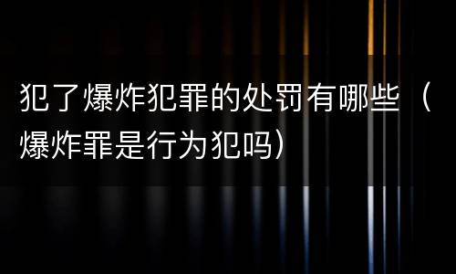 犯了爆炸犯罪的处罚有哪些（爆炸罪是行为犯吗）