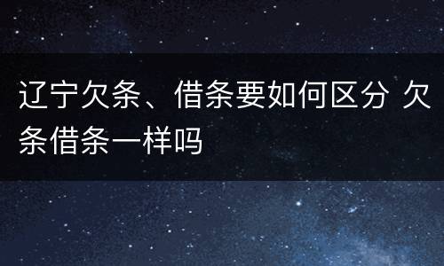辽宁欠条、借条要如何区分 欠条借条一样吗