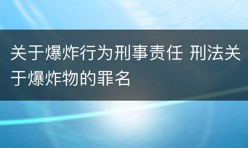 关于爆炸行为刑事责任 刑法关于爆炸物的罪名