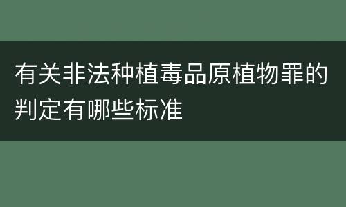 有关非法种植毒品原植物罪的判定有哪些标准