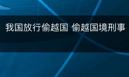 我国放行偷越国 偷越国境刑事