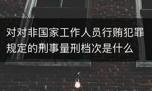 对对非国家工作人员行贿犯罪规定的刑事量刑档次是什么