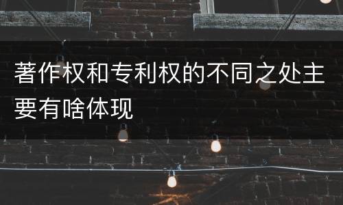 著作权和专利权的不同之处主要有啥体现