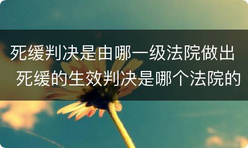 死缓判决是由哪一级法院做出 死缓的生效判决是哪个法院的判决