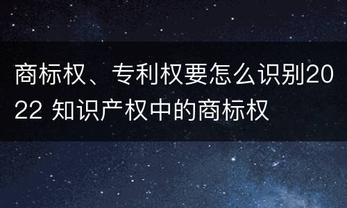 商标权、专利权要怎么识别2022 知识产权中的商标权
