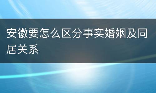 安徽要怎么区分事实婚姻及同居关系