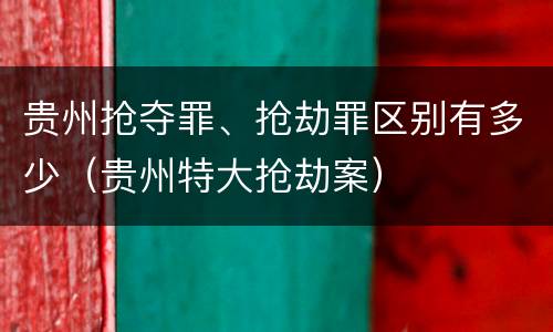 贵州抢夺罪、抢劫罪区别有多少（贵州特大抢劫案）