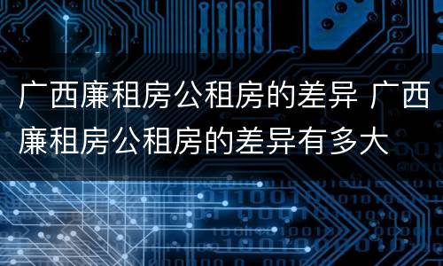 广西廉租房公租房的差异 广西廉租房公租房的差异有多大