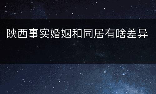 陕西事实婚姻和同居有啥差异