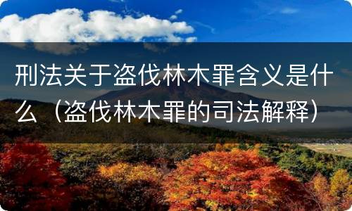 刑法关于盗伐林木罪含义是什么（盗伐林木罪的司法解释）