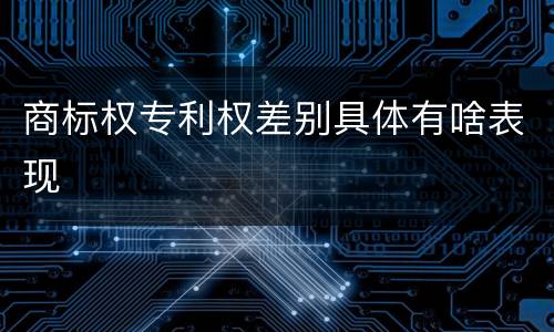 商标权专利权差别具体有啥表现