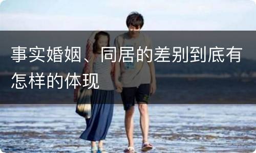 事实婚姻、同居的差别到底有怎样的体现
