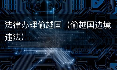 法律办理偷越国（偷越国边境违法）
